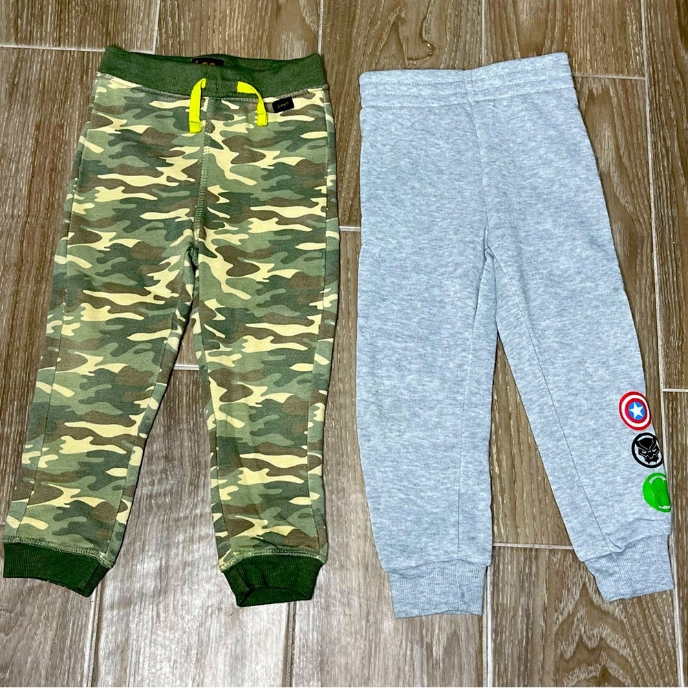 Bundle of Kids’ Joggers: 4T Military Camouflage Print & 3T Avengers Gray
